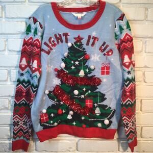 Ugly Christmas Sweater Christmas tree themed Juniors Large 11/13
